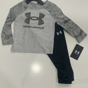 GREAT DEAL🔥NWT Under Armour UA Baby Boys Half-Tone Shirt & Pants Set (12M)